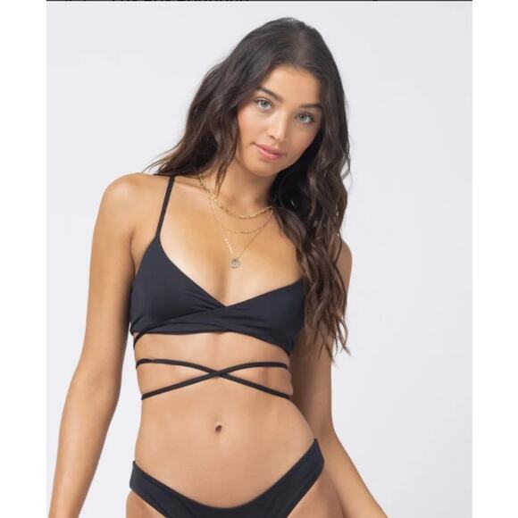 L*Space Kristen Bikini Top Wrap Around Black Size Small NWT - Picture 1 of 5